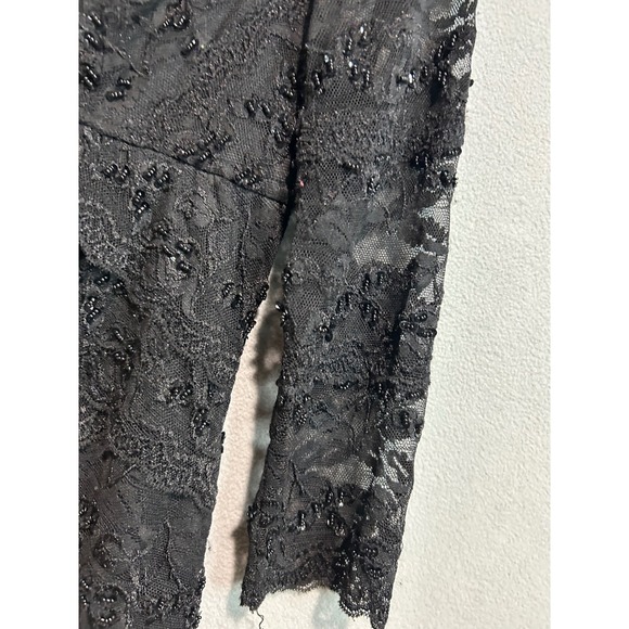 Marina Petite Black‎ Lace Beaded V Neck Sheath Dress Size 8P Party Evening - Picture 7 of 9